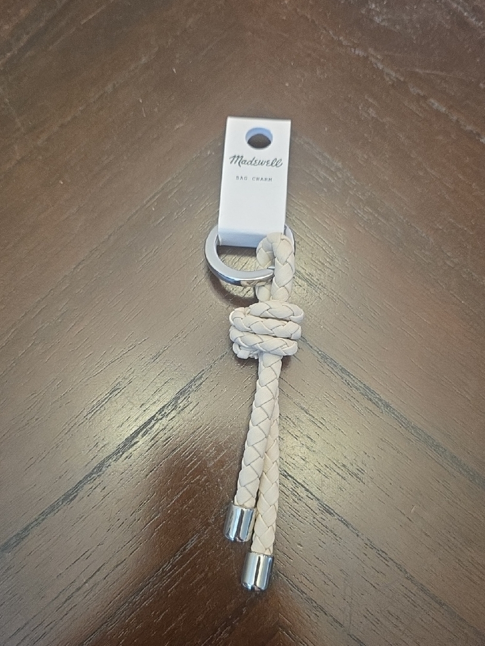 Madewell Braided Leather Tassel Key Ring - Cream